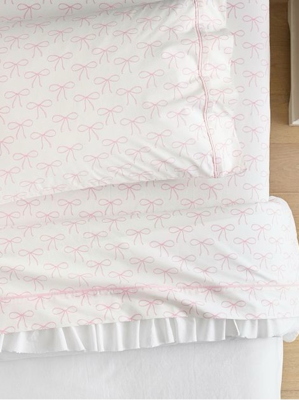 TWIN - Tea Time Bow Organic Cotton Sheet Set